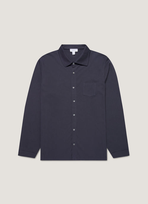 Mens Formal Riviera Shirt In Navy Msht2121 Buaa