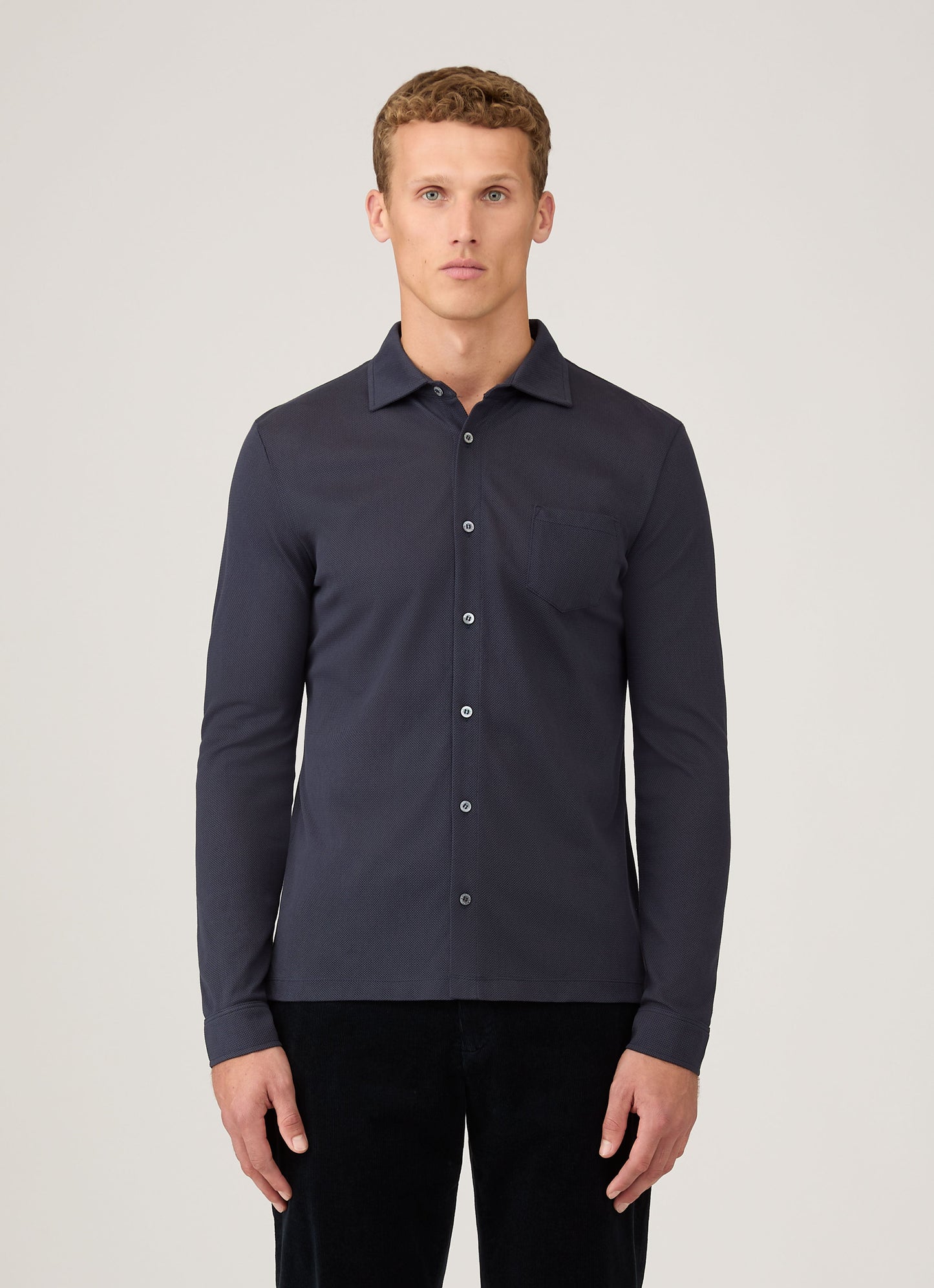 Mens Formal Riviera Shirt In Navy Msht2121 Buaa