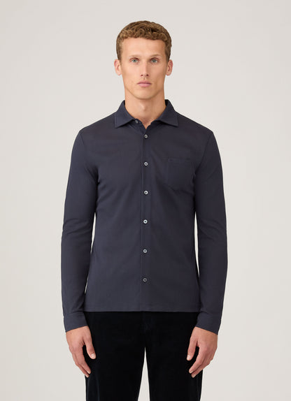 Mens Formal Riviera Shirt In Navy Msht2121 Buaa