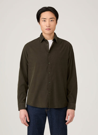 Mens Fine Cord Shirt In Dark Green Msht2130 Gnin
