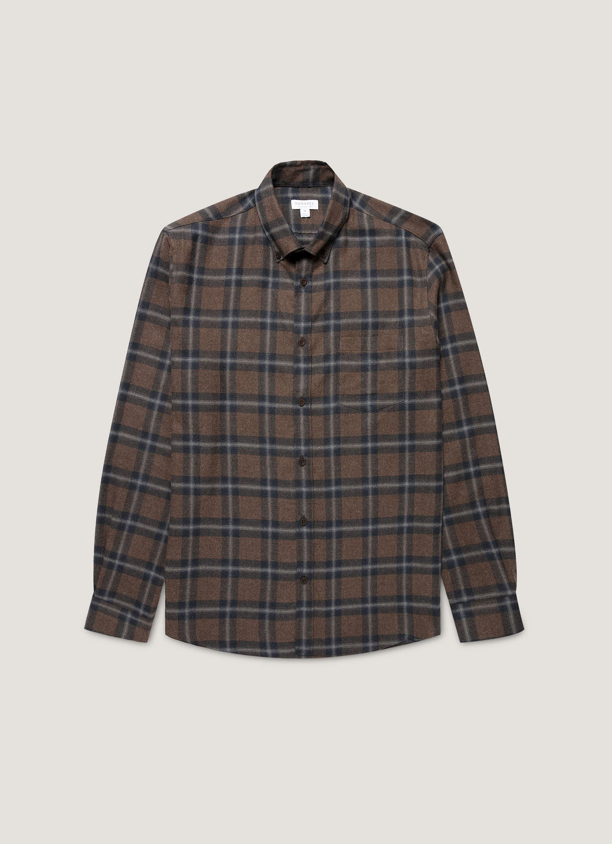 Mens Button Down Flannel Shirt In Bark Check Msht2131C Brgg