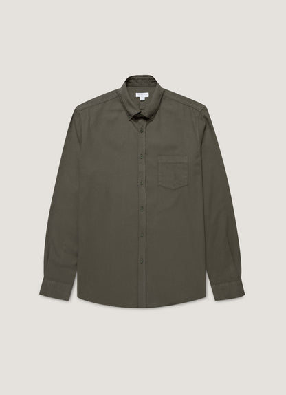 Mens Button Down Flannel Shirt In Dark Green Msht2132 Gnin