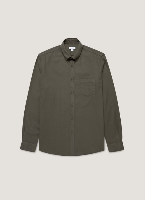 Mens Button Down Flannel Shirt In Dark Green Msht2132 Gnin