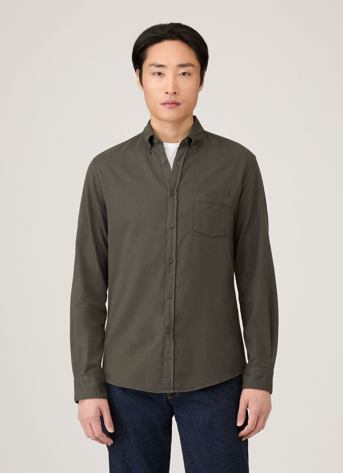 Mens Button Down Flannel Shirt In Dark Green Msht2132 Gnin