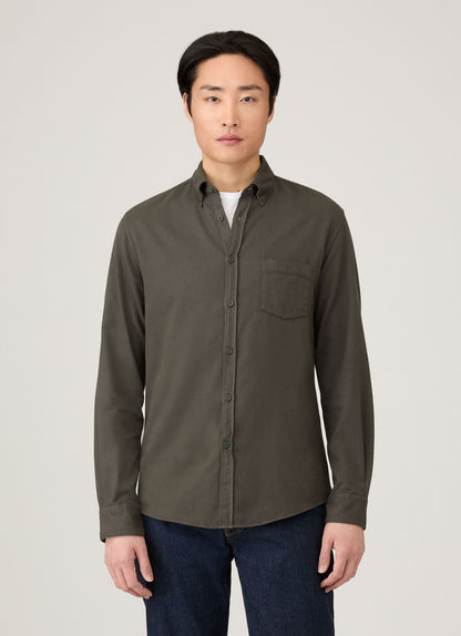 Mens Button Down Flannel Shirt In Dark Green Msht2132 Gnin