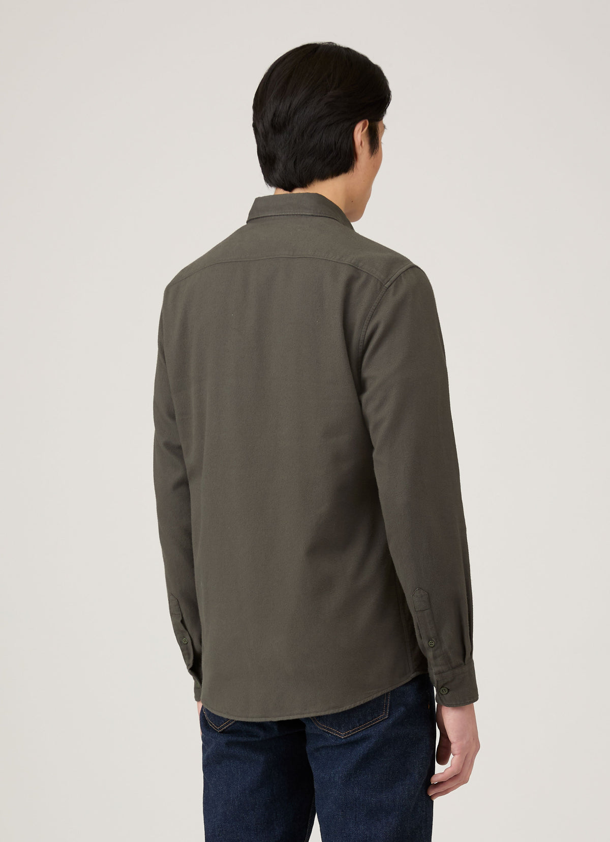 Mens Button Down Flannel Shirt In Dark Green Msht2132 Gnin