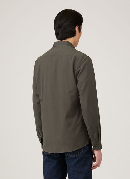 Mens Button Down Flannel Shirt In Dark Green Msht2132 Gnin
