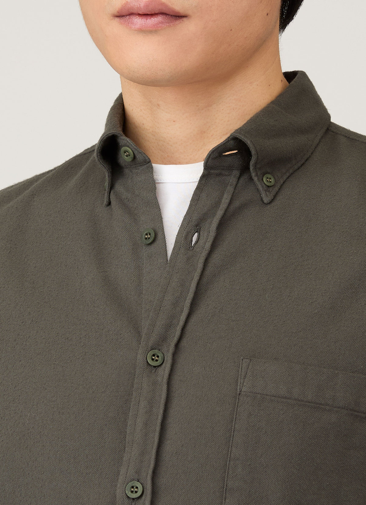 Mens Button Down Flannel Shirt In Dark Green Msht2132 Gnin