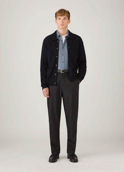 Men's Brushed Cotton Shirt in Light Blue Melange