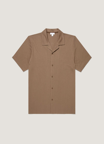Mens Riviera Camp Collar Shirt In Dark Cedar Msht2147 Brgr