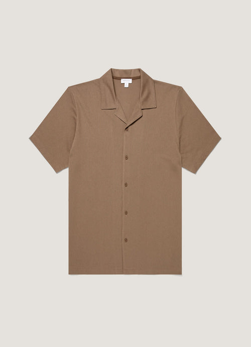 Mens Riviera Camp Collar Shirt In Dark Cedar Msht2147 Brgr