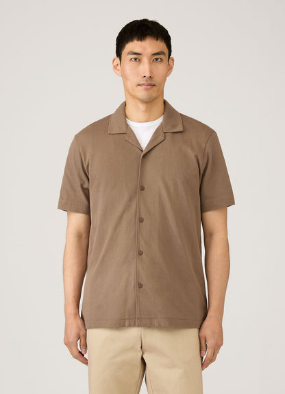 Mens Riviera Camp Collar Shirt In Dark Cedar Msht2147 Brgr