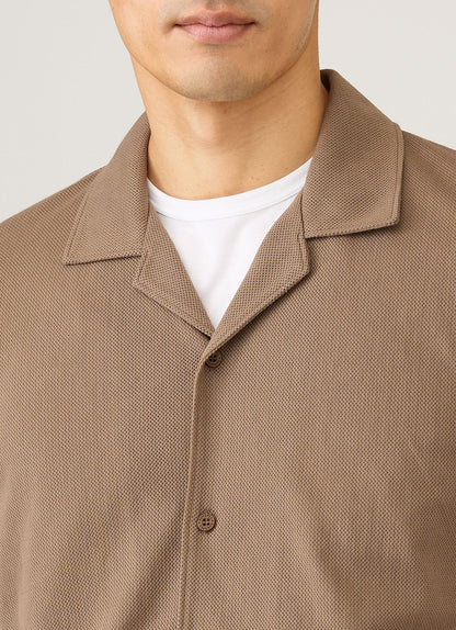 Mens Riviera Camp Collar Shirt In Dark Cedar Msht2147 Brgr