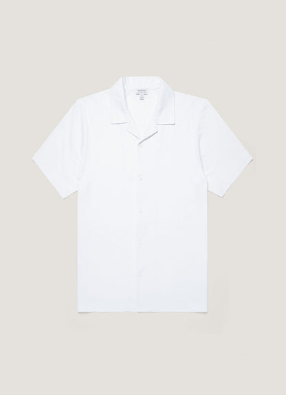 Mens Riviera Camp Collar Shirt In White Msht2147 Whaa