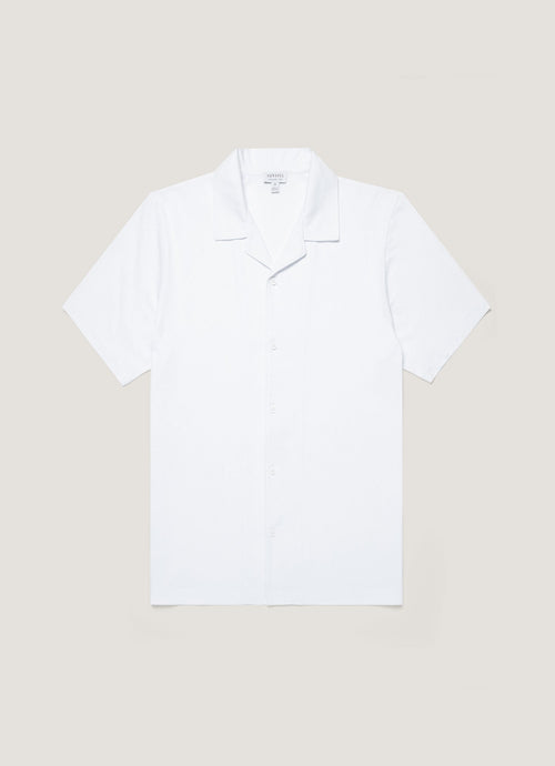 Mens Riviera Camp Collar Shirt In White Msht2147 Whaa
