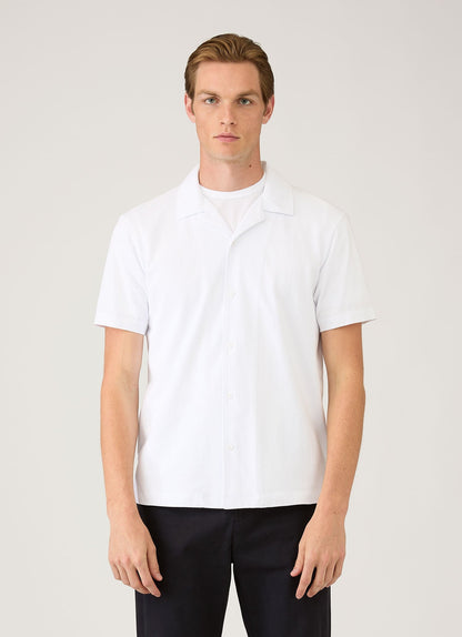 Mens Riviera Camp Collar Shirt In White Msht2147 Whaa