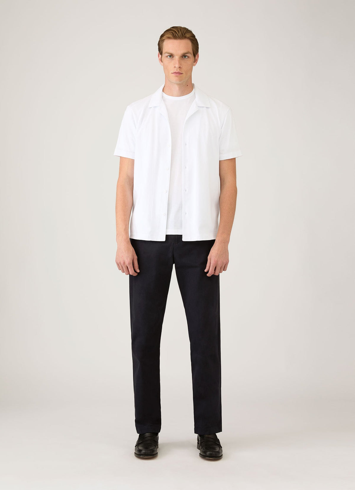 Mens Riviera Camp Collar Shirt In White Msht2147 Whaa