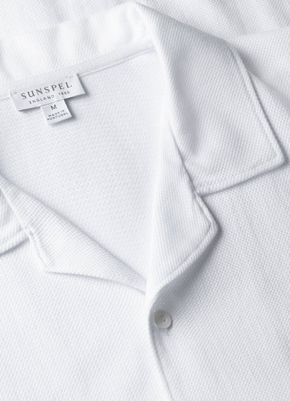 Mens Riviera Camp Collar Shirt In White Msht2147 Whaa