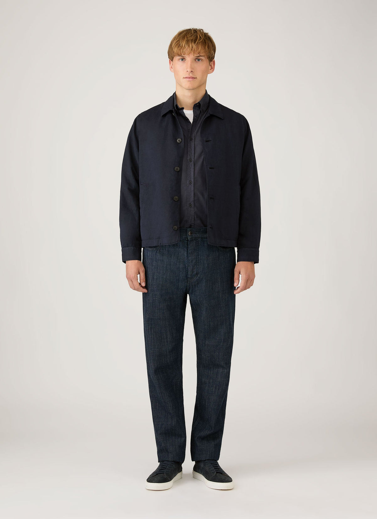 Mens Button Down Poplin Shirt In Navy Msht2148 Buaa