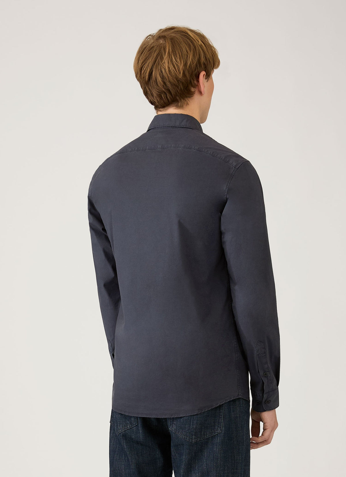 Mens Button Down Poplin Shirt In Navy Msht2148 Buaa