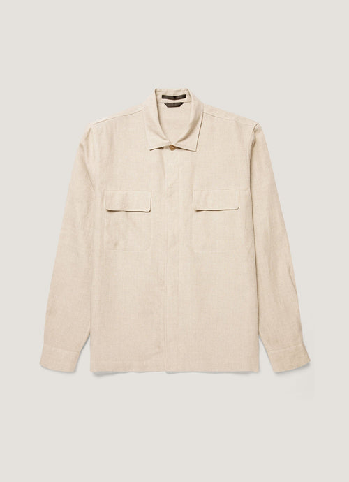 Mens Linen Overshirt In Sand Msht2152 Brbd