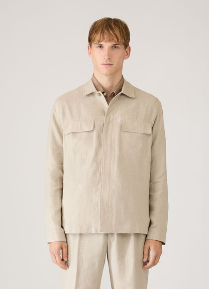 Mens Linen Overshirt In Sand Msht2152 Brbd