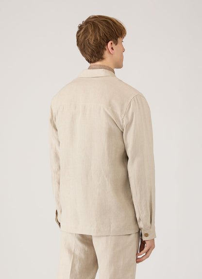 Mens Linen Overshirt In Sand Msht2152 Brbd
