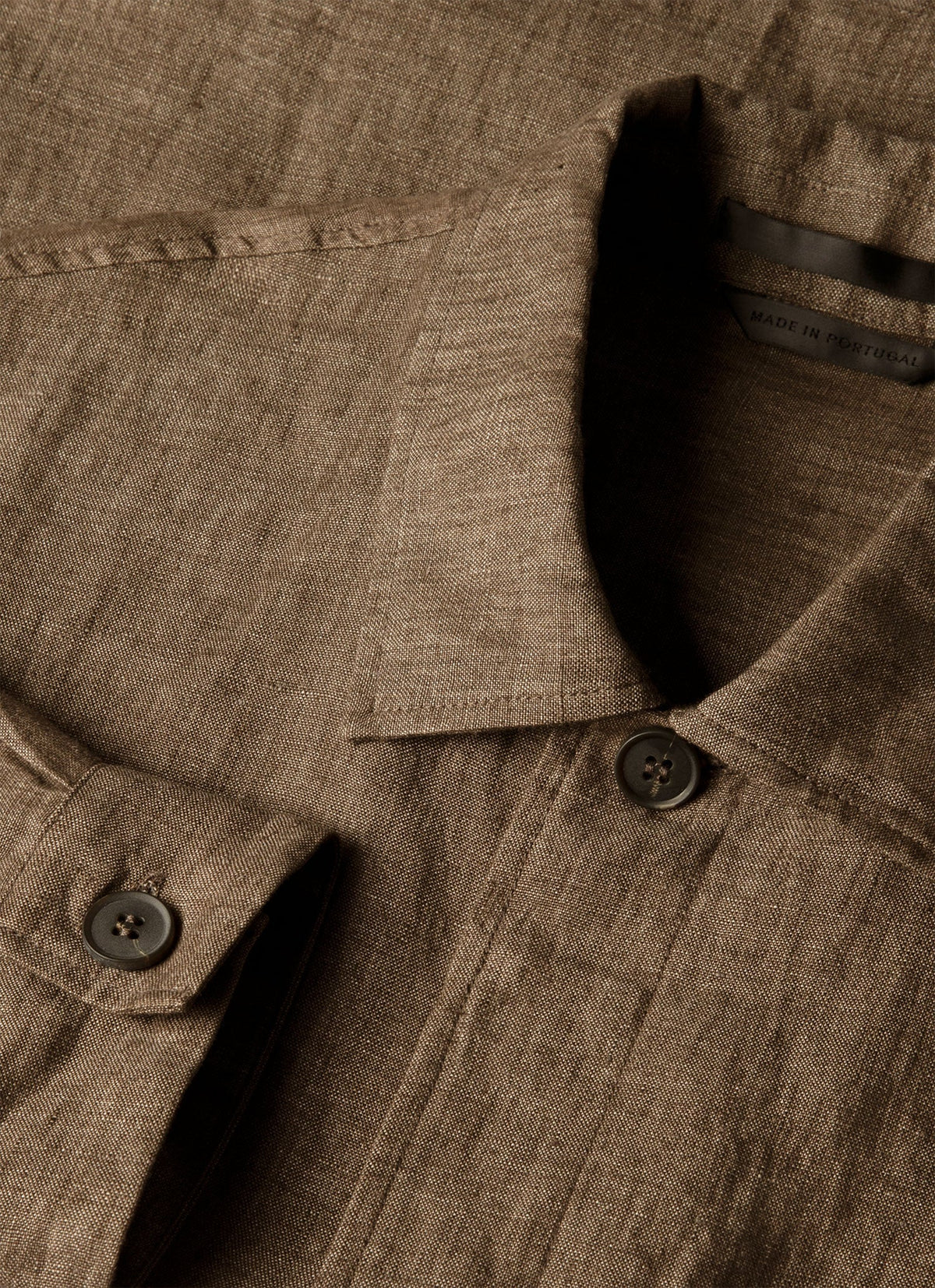 Mens Linen Overshirt In Dark Walnut Msht2152 Brgw