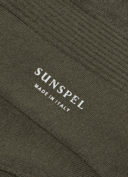 Men's Cotton Ribbed Socks in Khaki