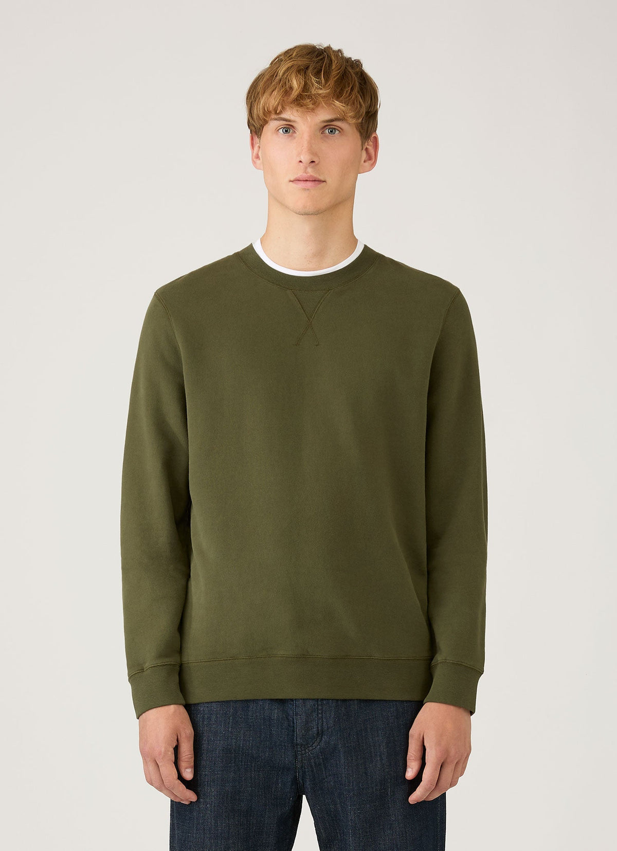 Mens Loopback Sweatshirt In Deep Olive Mswe1516 Gniz