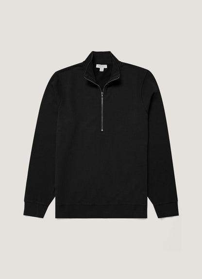 Mens Half Zip Loopback Sweatshirt In Black