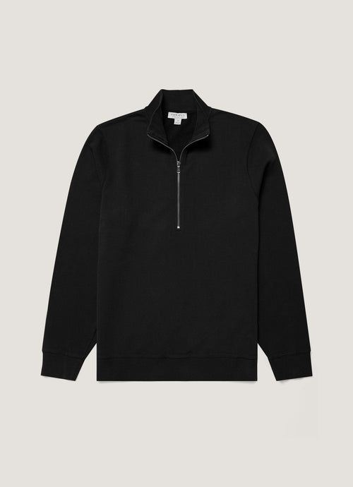 Mens Half Zip Loopback Sweatshirt In Black