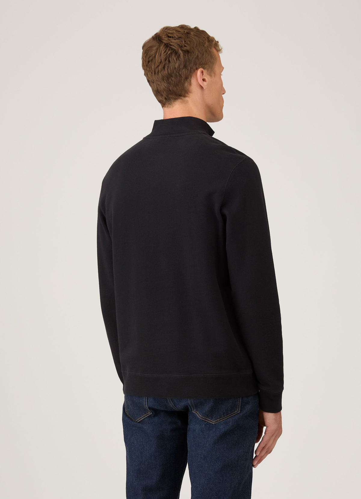 Mens Half Zip Loopback Sweatshirt In Black