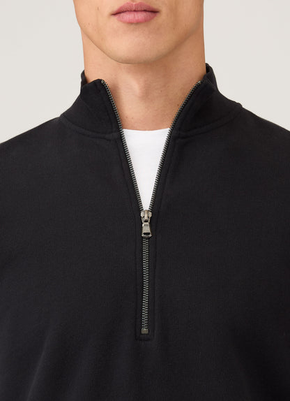 Mens Half Zip Loopback Sweatshirt In Black