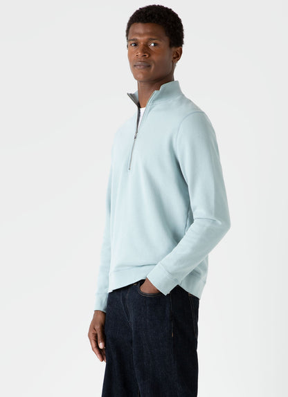 Mens Half Zip Loopback Sweatshirt In Blue Sage Mswe1546 Busy