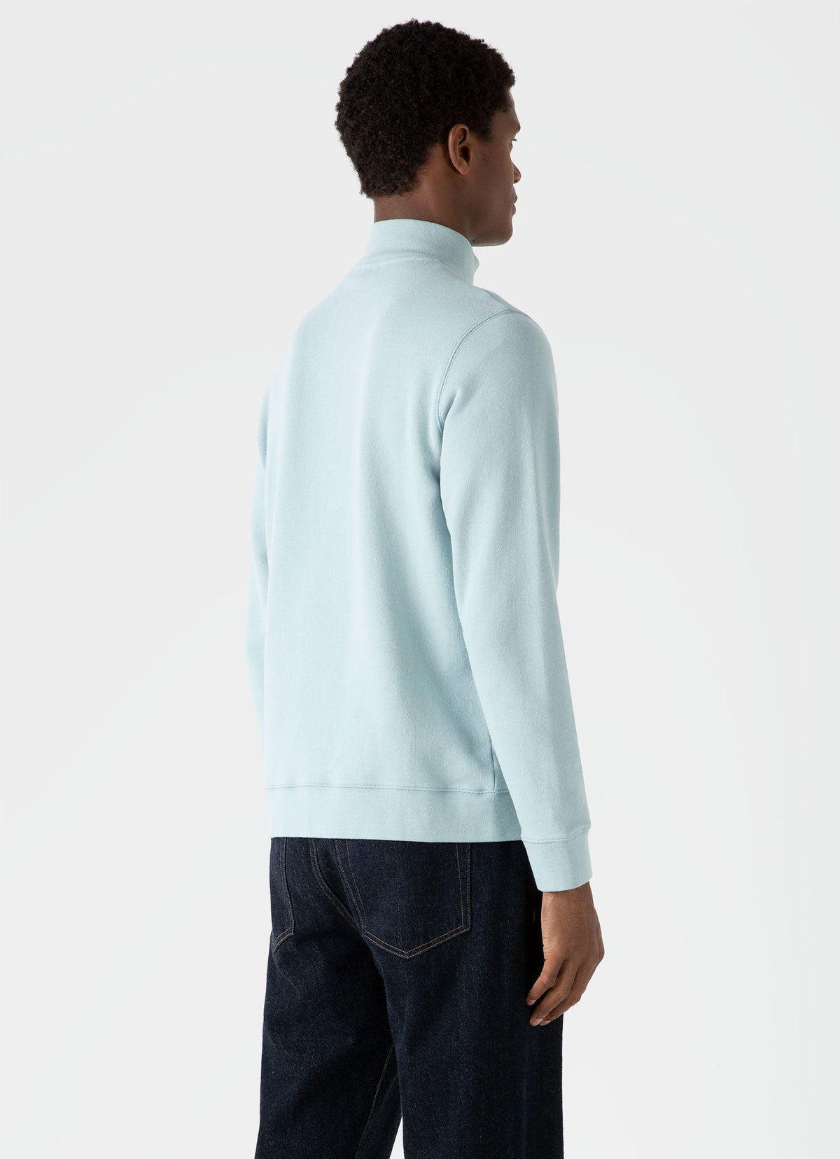 Mens Half Zip Loopback Sweatshirt In Blue Sage Mswe1546 Busy