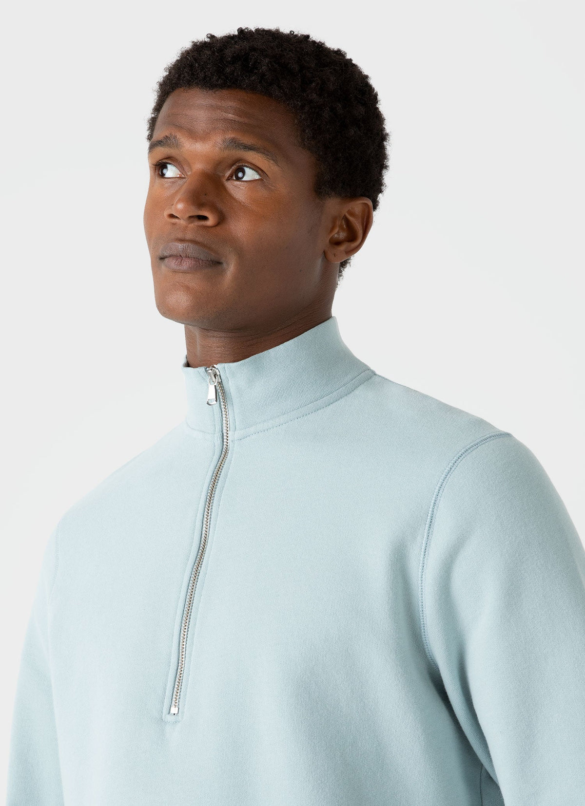 Mens Half Zip Loopback Sweatshirt In Blue Sage Mswe1546 Busy