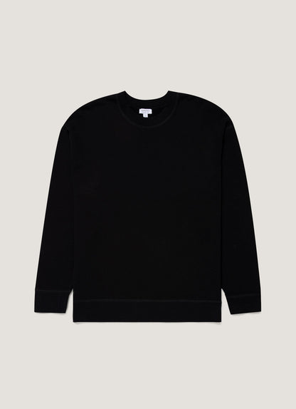 Mens Oversized Loopback Sweatshirt In Black Mswe1586 Bkaa