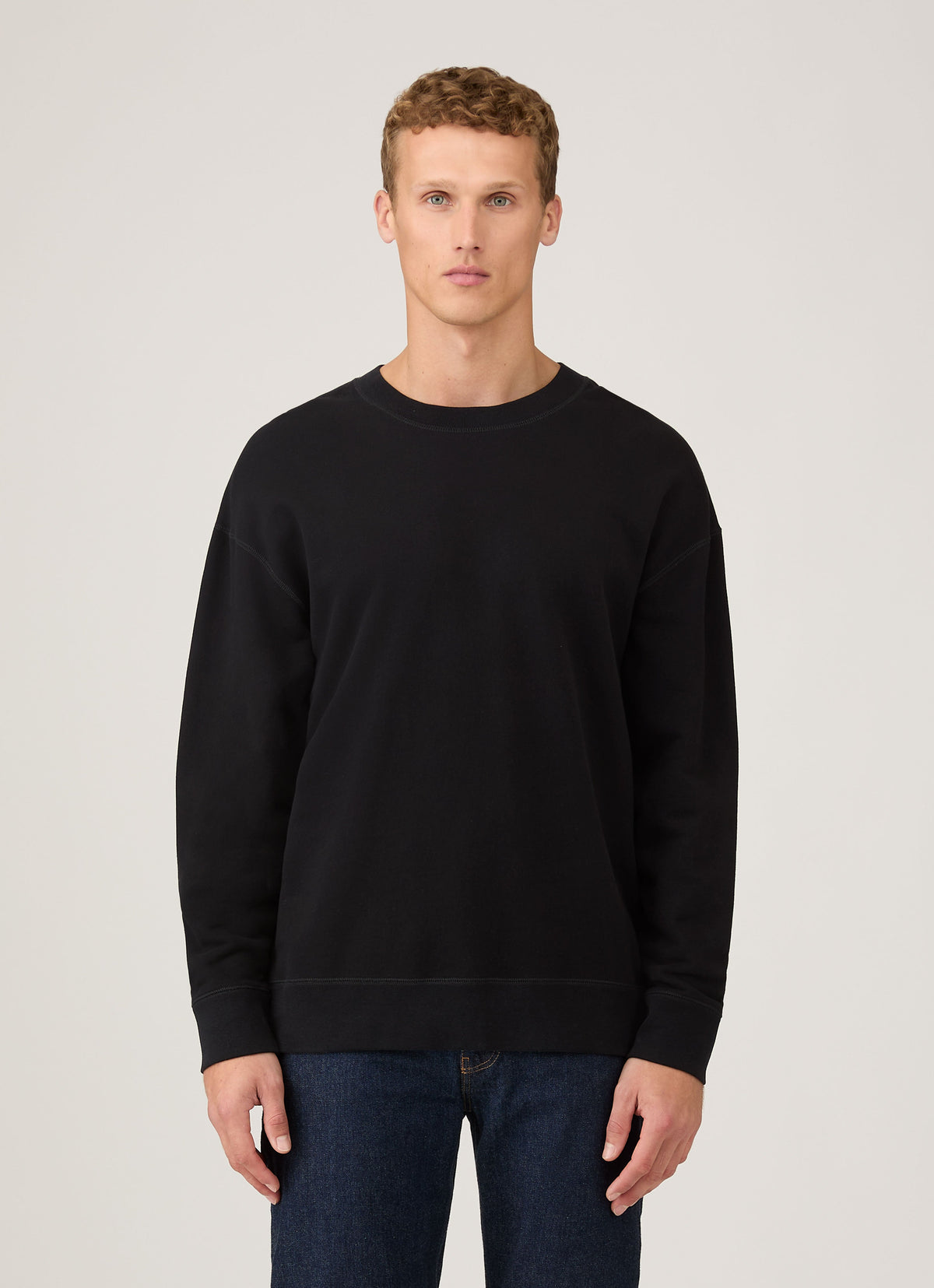 Mens Oversized Loopback Sweatshirt In Black Mswe1586 Bkaa