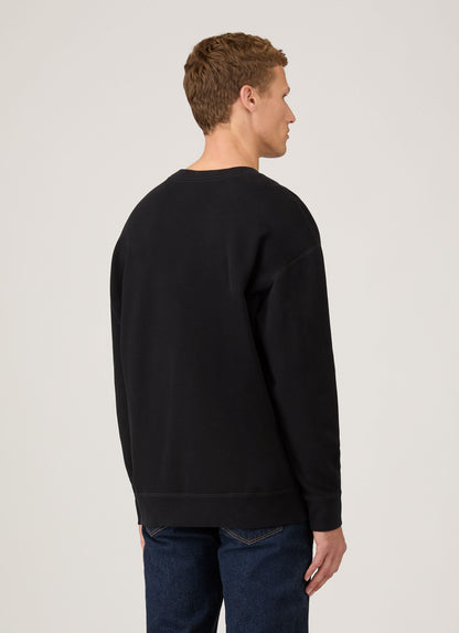 Mens Oversized Loopback Sweatshirt In Black Mswe1586 Bkaa