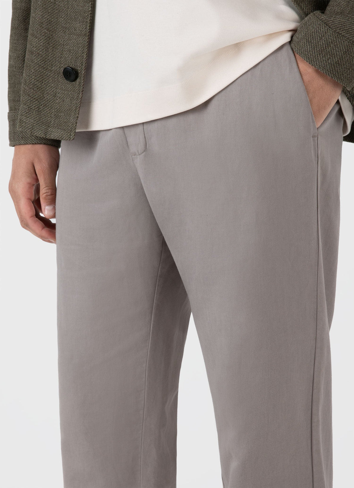 Mens Cotton Linen Drawstring Trouser In Pewter Mtrs3032 Gyey