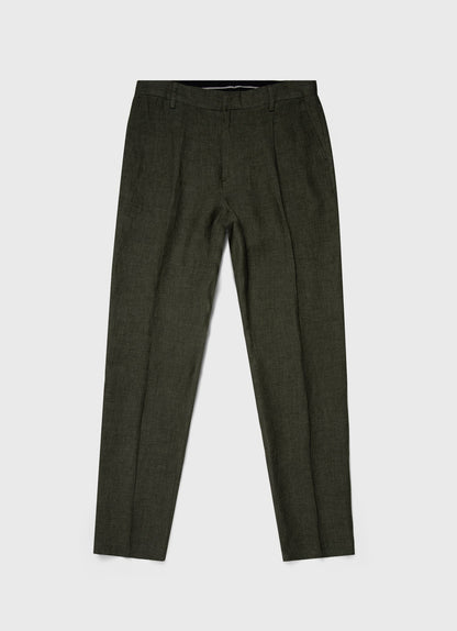 Mens Pleated Linen Trouser In Hunter Green Mtrs3049 Gngc