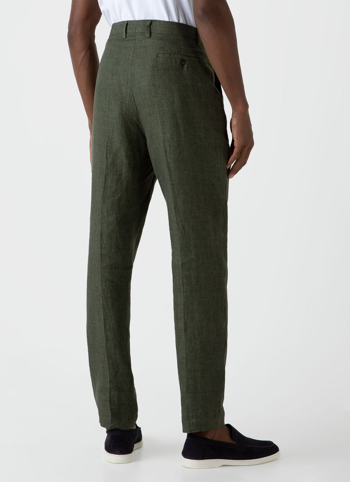 Mens Pleated Linen Trouser In Hunter Green Mtrs3049 Gngc