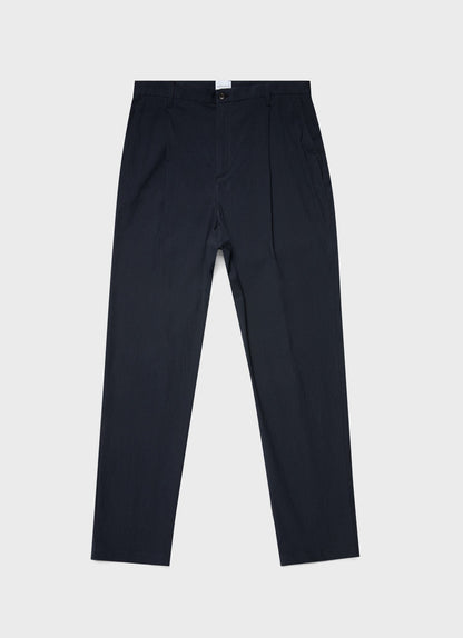 Men S Seersucker Pleat Trouser In Navy Mtrs3067 Buaa