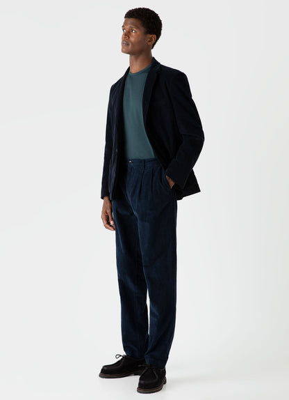 Mens Double Pleat Corduroy Trouser In Navy Mtrs3072 Buaa