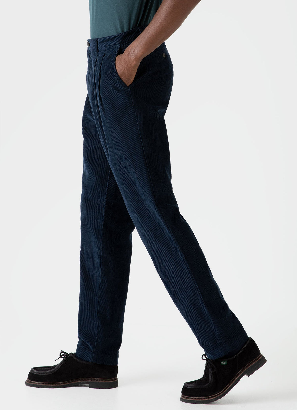 Mens Double Pleat Corduroy Trouser In Navy Mtrs3072 Buaa
