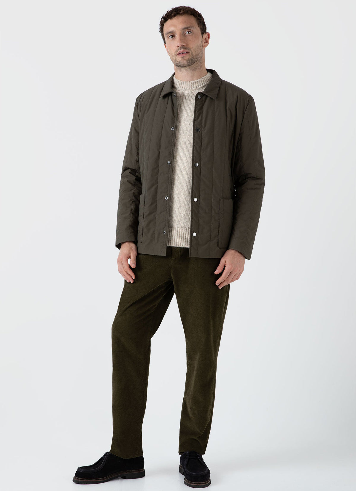 Mens Cellular Cord Drawstring Trouser In Dark Olive Mtrs3079 Gngw
