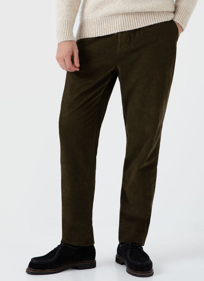 Mens Cellular Cord Drawstring Trouser In Dark Olive Mtrs3079 Gngw