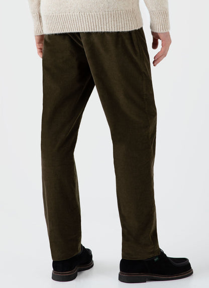 Mens Cellular Cord Drawstring Trouser In Dark Olive Mtrs3079 Gngw