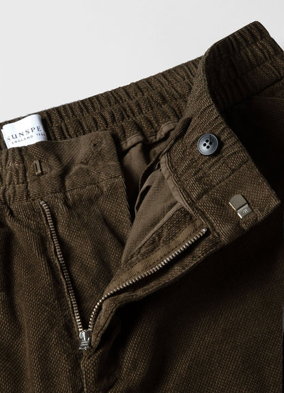 Mens Cellular Cord Drawstring Trouser In Dark Olive Mtrs3079 Gngw
